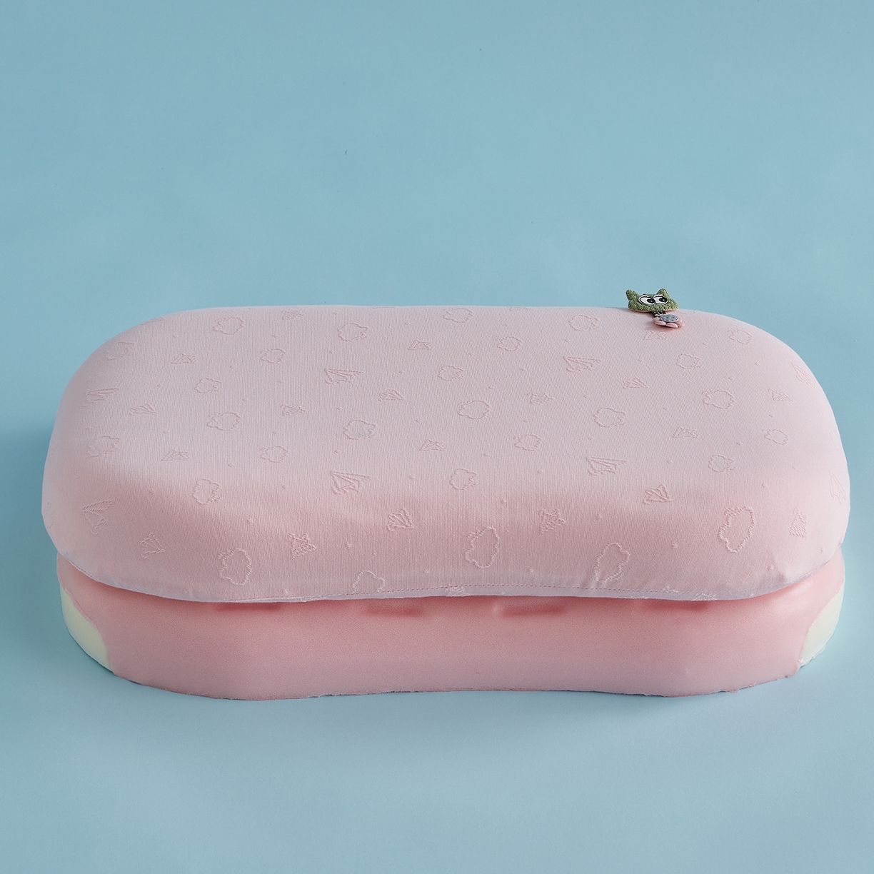 91家纺网 家纺一手货源 找家纺 鼎盛乳胶 2026新款叠云双层儿童枕枕头枕芯 粉