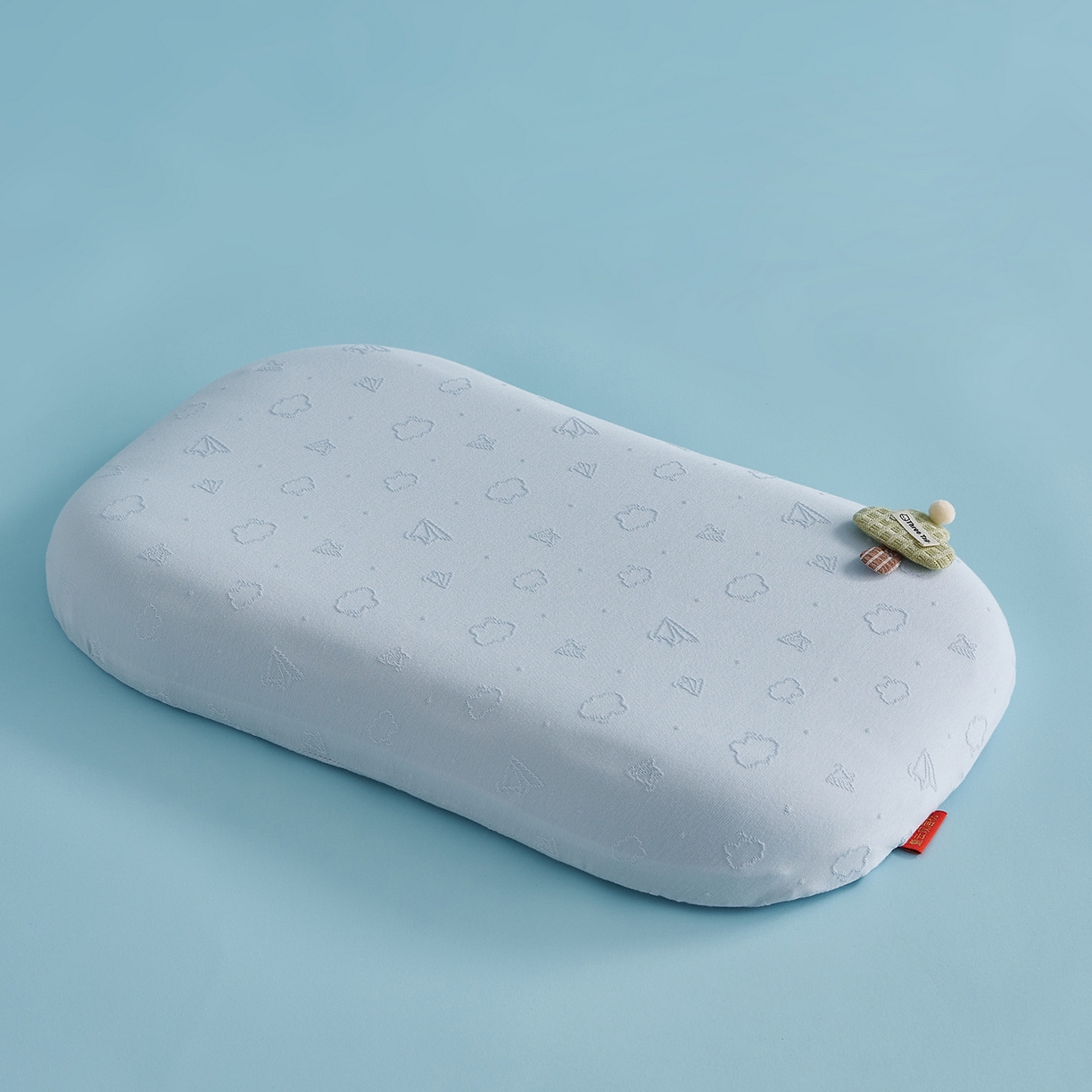 91家纺网 家纺一手货源 找家纺 鼎盛乳胶 2026新款叠云双层儿童枕枕头枕芯 蓝