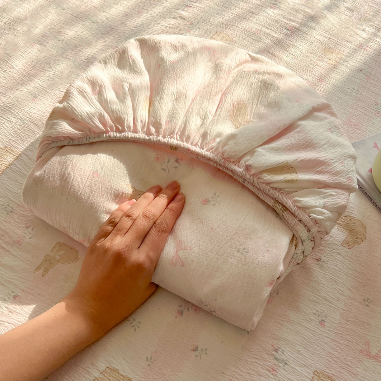 91家纺网 家纺一手货源 找家纺 （总）繁花家居 2026新款泡芙棉云感木棉邹邹纱单床笠床单单件学生床