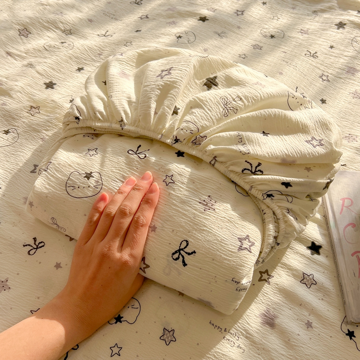 91家纺网 家纺一手货源 找家纺 （总）繁花家居 2026新款泡芙棉云感木棉邹邹纱单床笠床单单件学生床