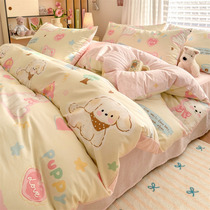 名兮家居 2026跑量款全棉印花四件套 萌宠-米