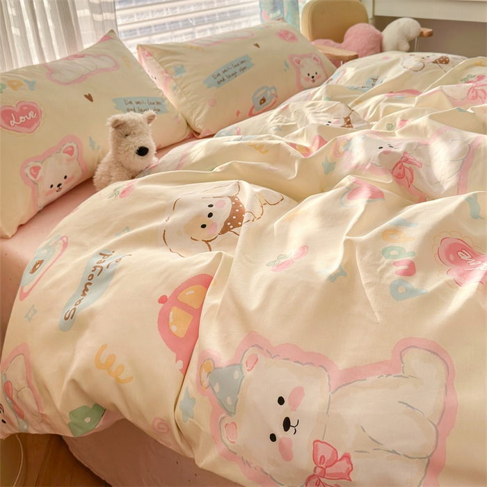 91家纺网 家纺一手货源 找家纺 名兮家居 2026跑量款全棉印花四件套 萌宠-米