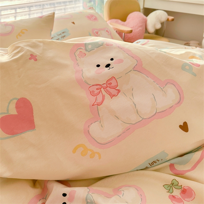 91家纺网 家纺一手货源 找家纺 名兮家居 2026跑量款全棉印花四件套 萌宠-米