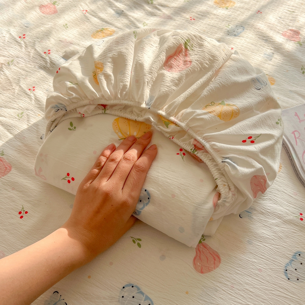 繁花家居 2026新款泡芙棉云感木棉邹邹纱单床笠床单单件学生床 果园晨曲