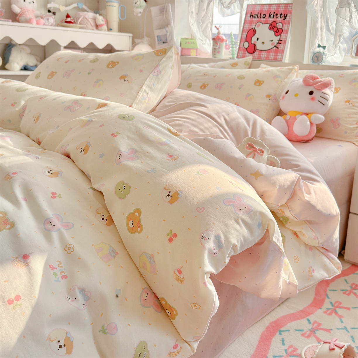 名兮家居 2026跑量款全棉印花四件套 软糖点点