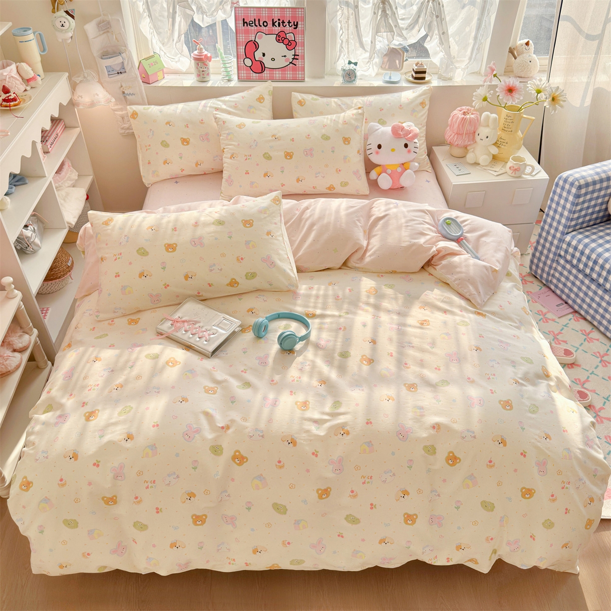 91家纺网 家纺一手货源 找家纺 名兮家居 2026跑量款全棉印花四件套 软糖点点