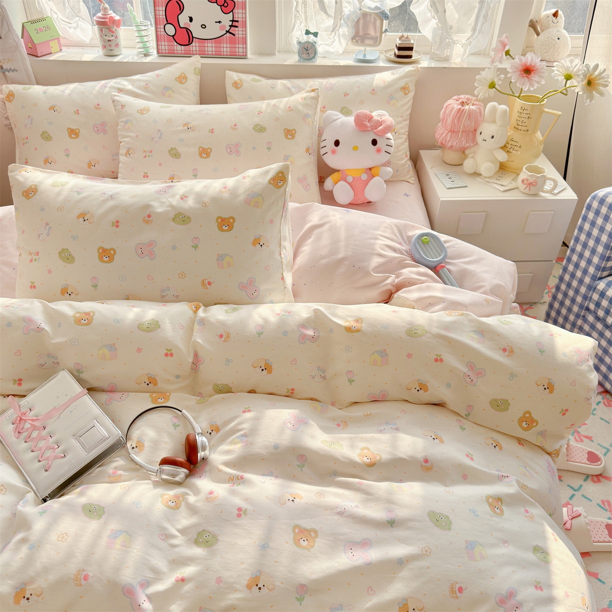 91家纺网 家纺一手货源 找家纺 名兮家居 2026跑量款全棉印花四件套 软糖点点