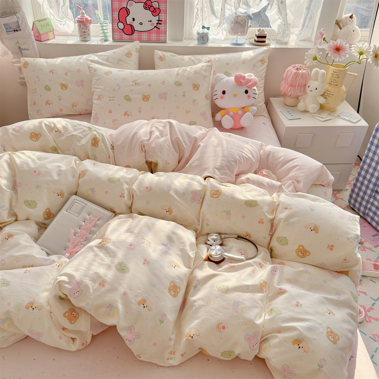 91家纺网 家纺一手货源 找家纺 名兮家居 2026跑量款全棉印花四件套 软糖点点