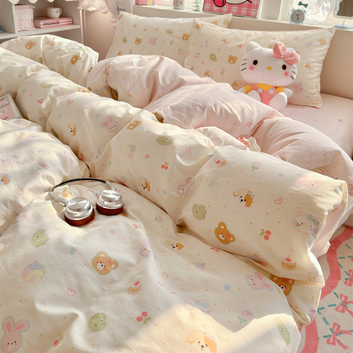 91家纺网 家纺一手货源 找家纺 名兮家居 2026跑量款全棉印花四件套 软糖点点