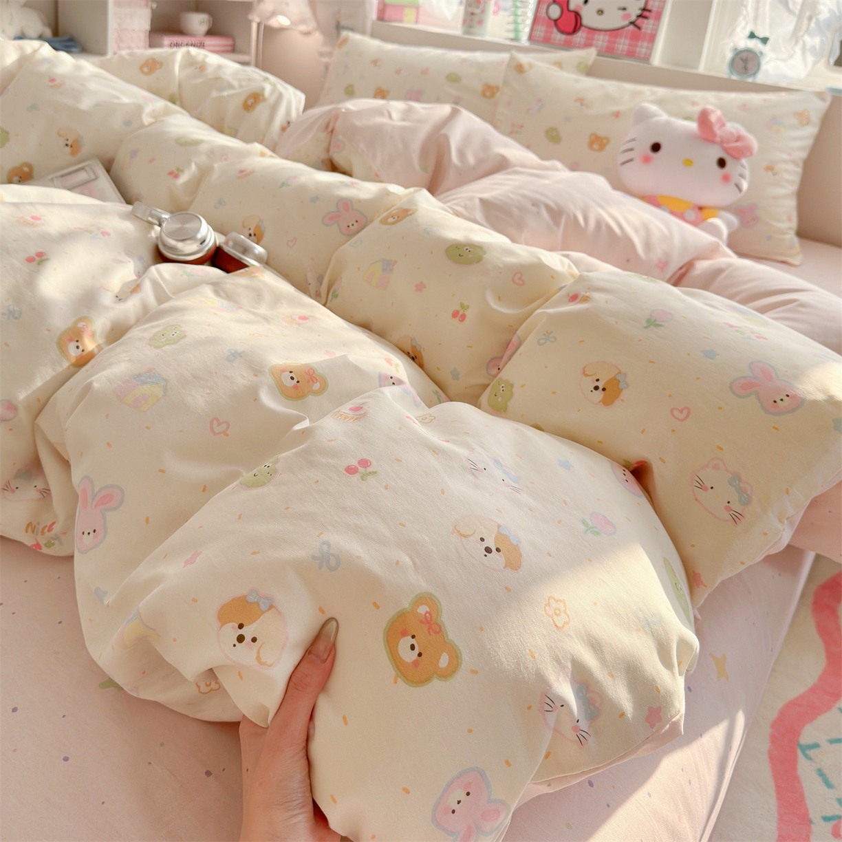 91家纺网 家纺一手货源 找家纺 名兮家居 2026跑量款全棉印花四件套 软糖点点