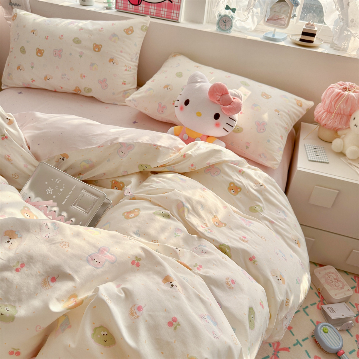 91家纺网 家纺一手货源 找家纺 名兮家居 2026跑量款全棉印花四件套 软糖点点