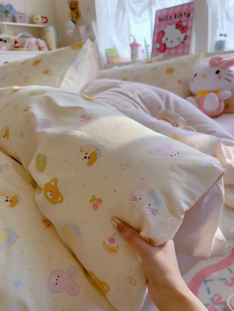 91家纺网 家纺一手货源 找家纺 名兮家居 2026跑量款全棉印花四件套 软糖点点