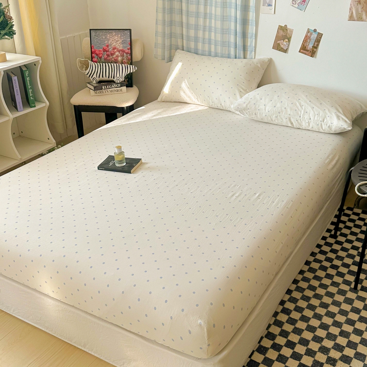 91家纺网 家纺一手货源 找家纺 繁花家居 2026新款泡芙棉云感木棉邹邹纱单床笠床单单件学生床 蓝光织梦