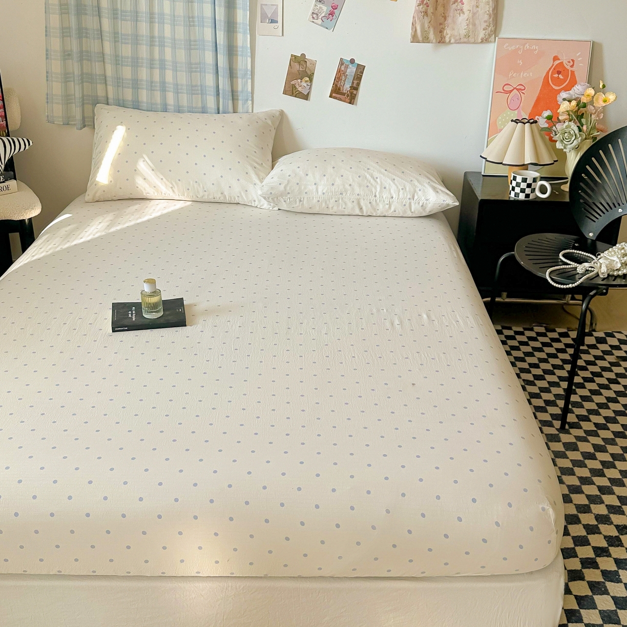 91家纺网 家纺一手货源 找家纺 繁花家居 2026新款泡芙棉云感木棉邹邹纱单床笠床单单件学生床 蓝光织梦