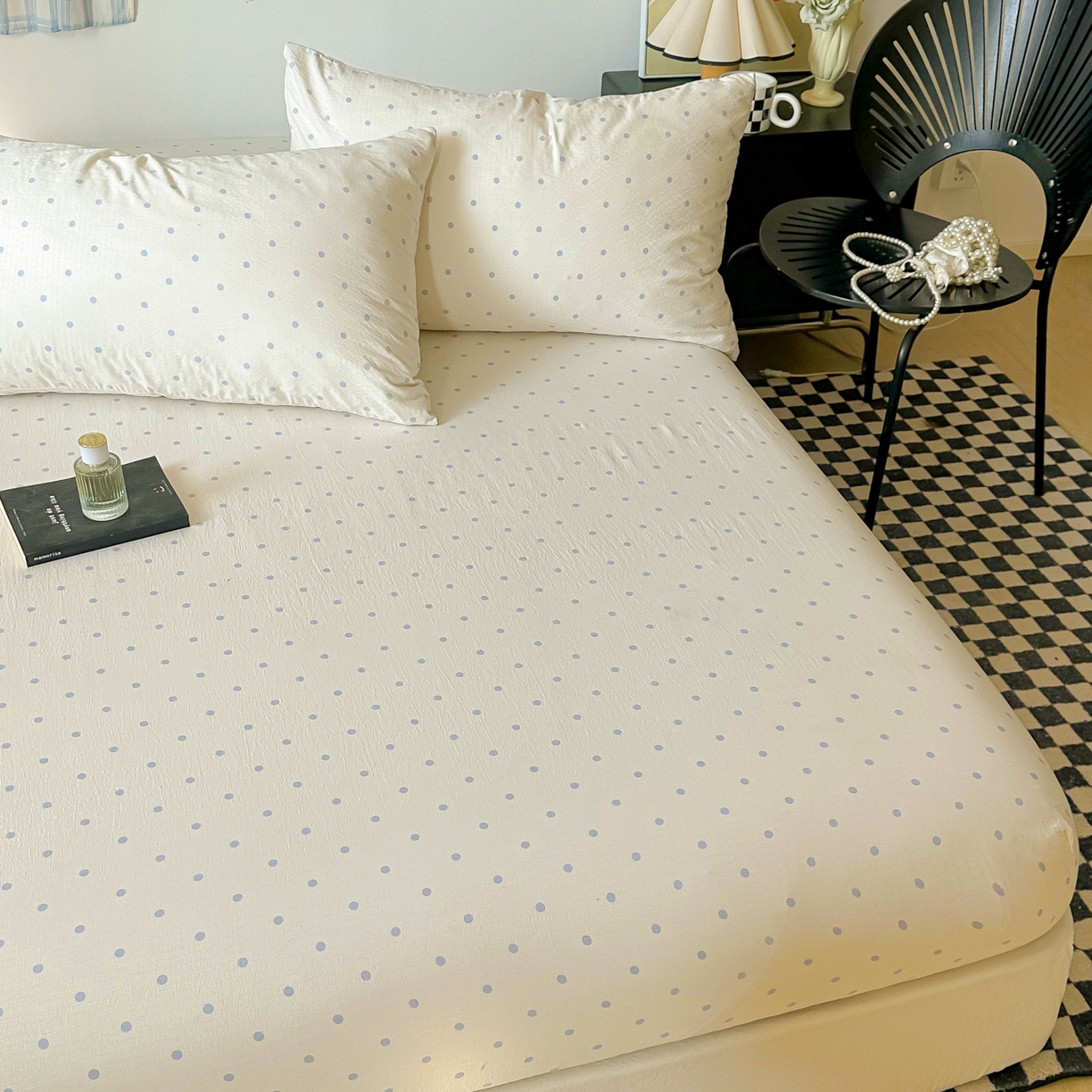 91家纺网 家纺一手货源 找家纺 繁花家居 2026新款泡芙棉云感木棉邹邹纱单床笠床单单件学生床 蓝光织梦