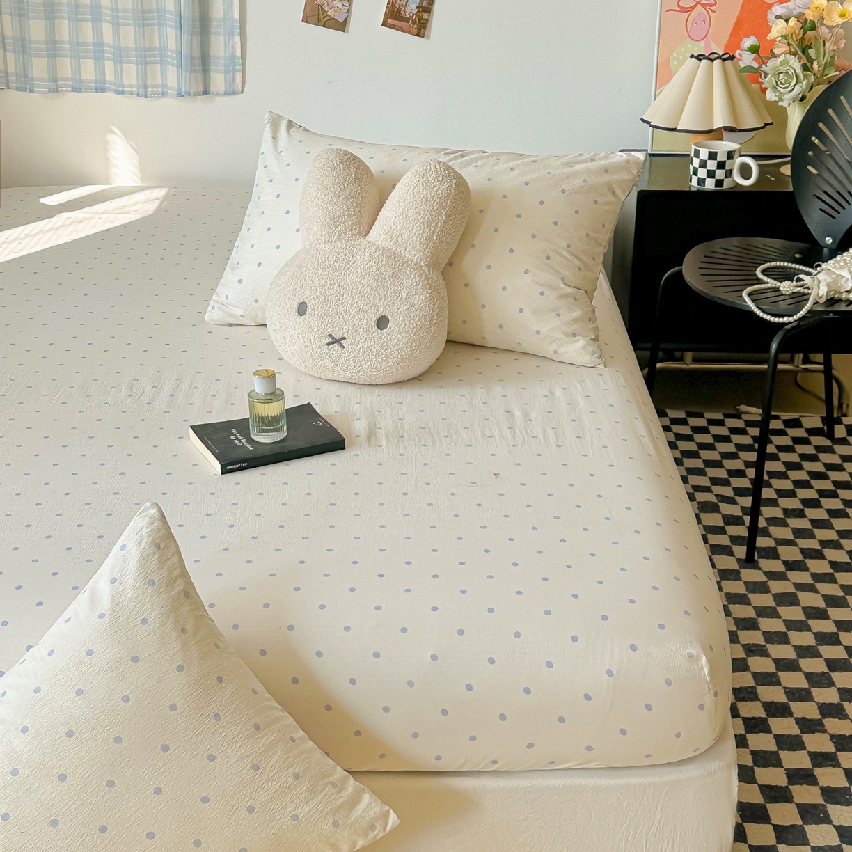 91家纺网 家纺一手货源 找家纺 繁花家居 2026新款泡芙棉云感木棉邹邹纱单床笠床单单件学生床 蓝光织梦