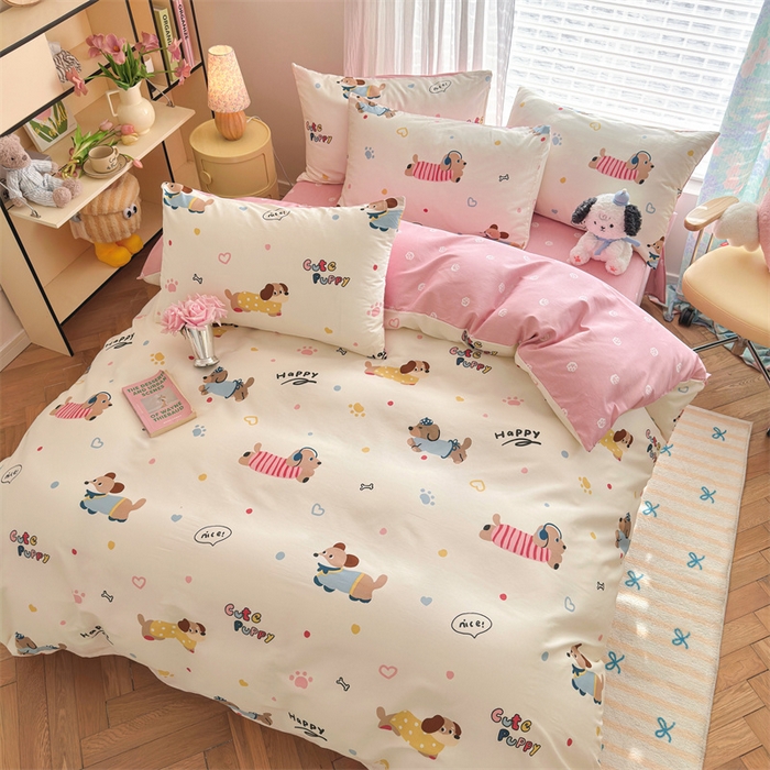 91家纺网 家纺一手货源 找家纺 名兮家居 2026跑量款全棉印花四件套 汪汪小队