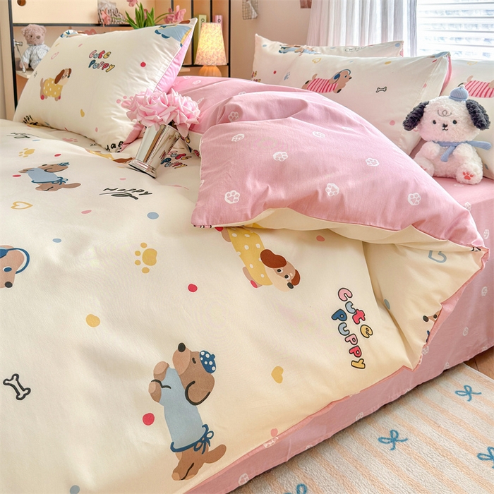 91家纺网 家纺一手货源 找家纺 名兮家居 2026跑量款全棉印花四件套 汪汪小队