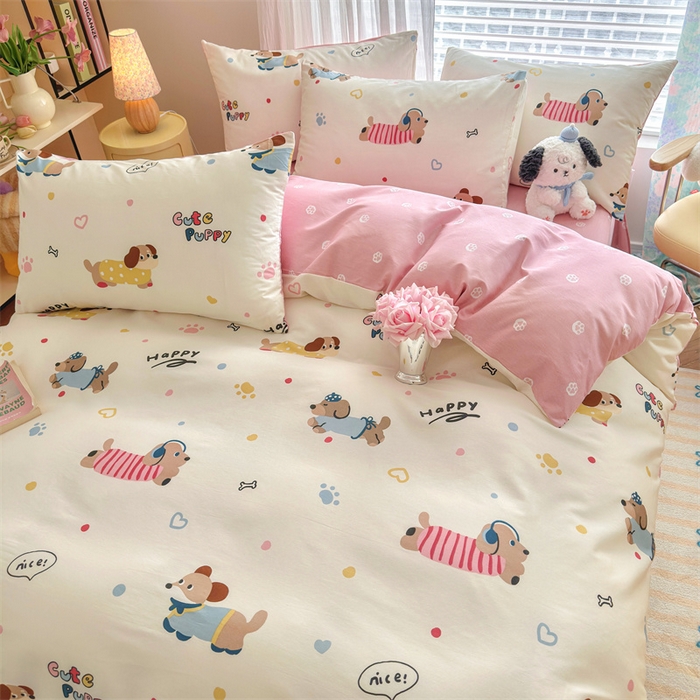 91家纺网 家纺一手货源 找家纺 名兮家居 2026跑量款全棉印花四件套 汪汪小队