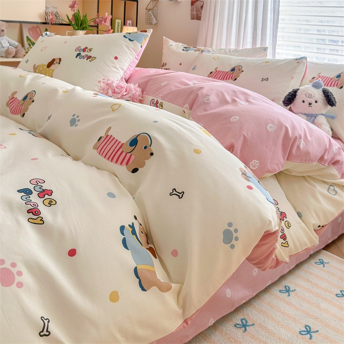 91家纺网 家纺一手货源 找家纺 名兮家居 2026跑量款全棉印花四件套 汪汪小队