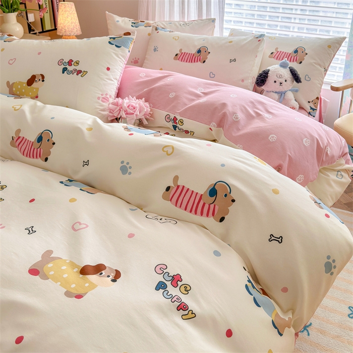 91家纺网 家纺一手货源 找家纺 名兮家居 2026跑量款全棉印花四件套 汪汪小队