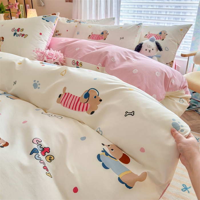 91家纺网 家纺一手货源 找家纺 名兮家居 2026跑量款全棉印花四件套 汪汪小队