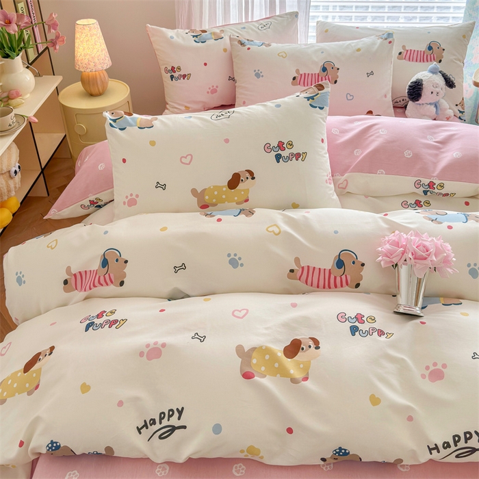 91家纺网 家纺一手货源 找家纺 名兮家居 2026跑量款全棉印花四件套 汪汪小队