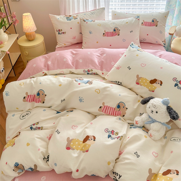 91家纺网 家纺一手货源 找家纺 名兮家居 2026跑量款全棉印花四件套 汪汪小队