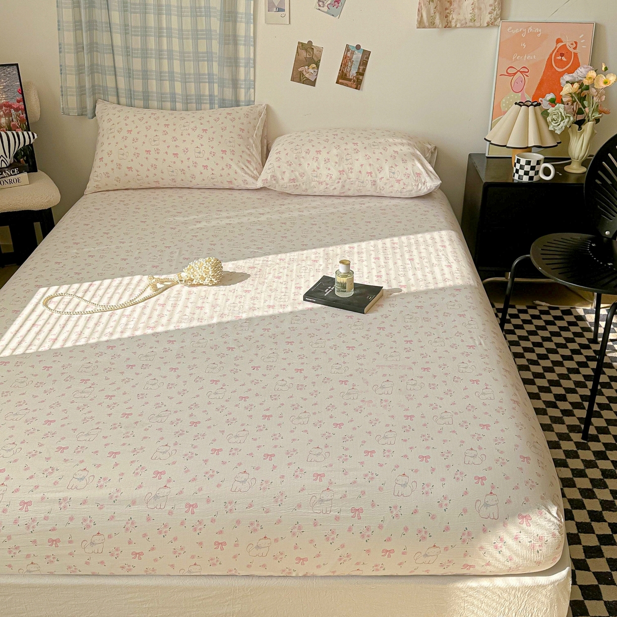 91家纺网 家纺一手货源 找家纺 繁花家居 2026新款泡芙棉云感木棉邹邹纱单床笠床单单件学生床 棱镜茶语