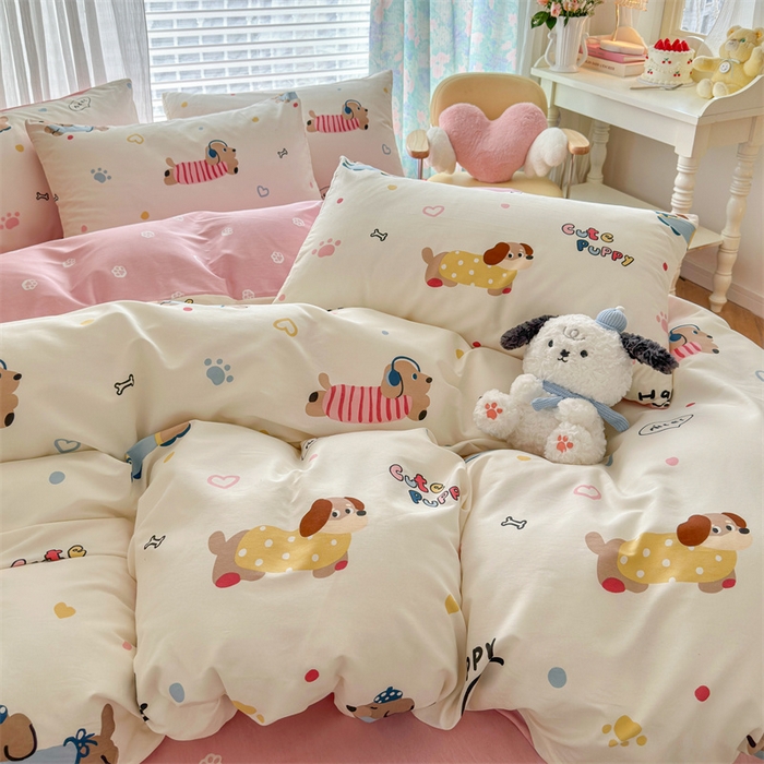 91家纺网 家纺一手货源 找家纺 名兮家居 2026跑量款全棉印花四件套 汪汪小队