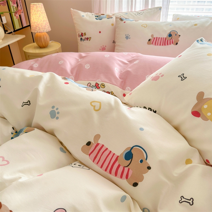 91家纺网 家纺一手货源 找家纺 名兮家居 2026跑量款全棉印花四件套 汪汪小队