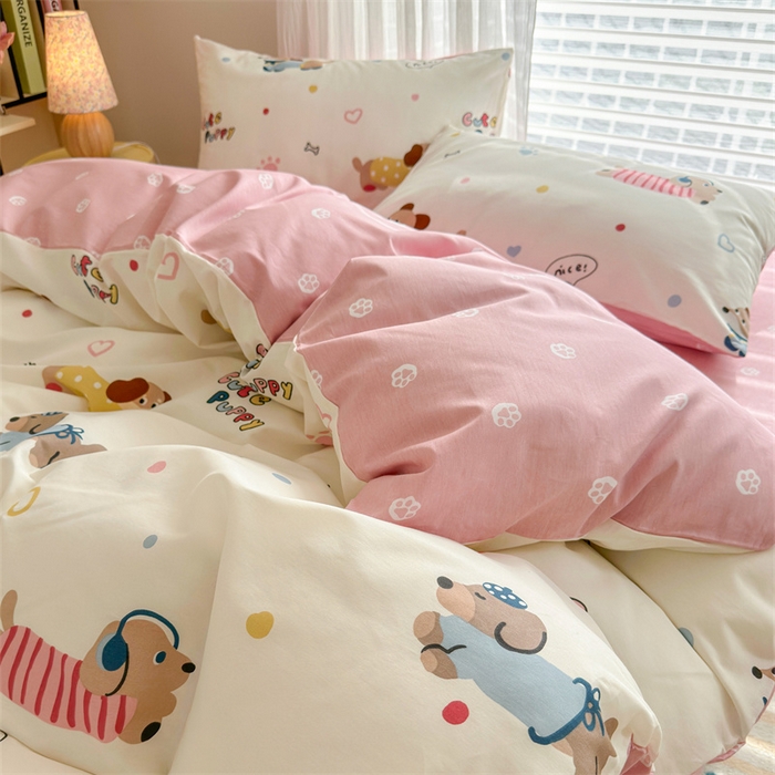 91家纺网 家纺一手货源 找家纺 名兮家居 2026跑量款全棉印花四件套 汪汪小队