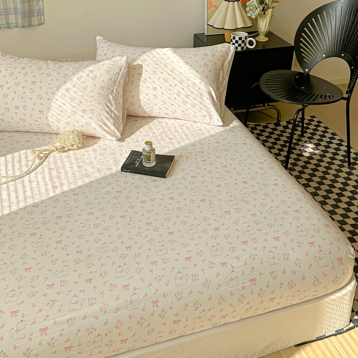 91家纺网 家纺一手货源 找家纺 繁花家居 2026新款泡芙棉云感木棉邹邹纱单床笠床单单件学生床 棱镜茶语