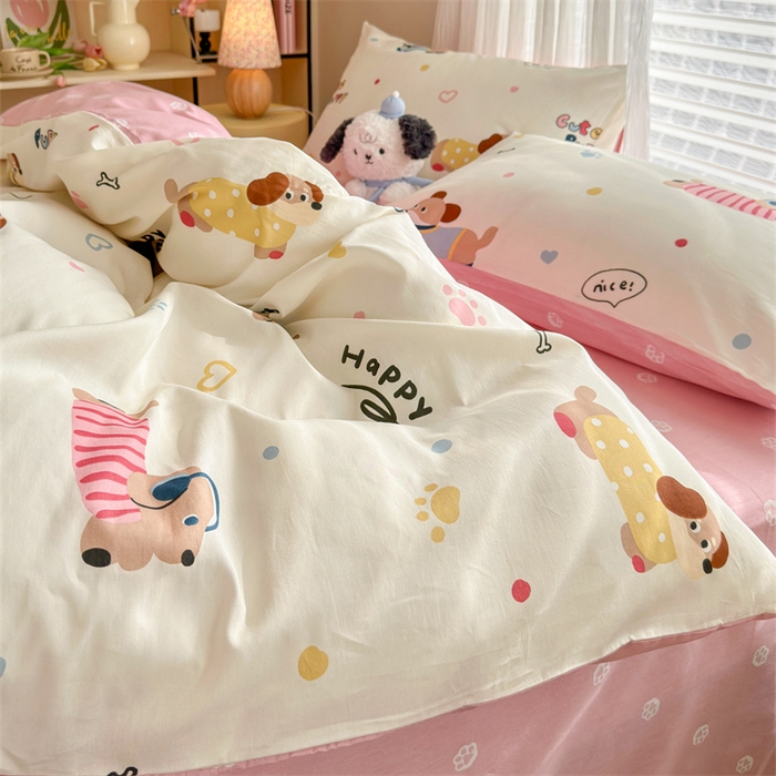 91家纺网 家纺一手货源 找家纺 名兮家居 2026跑量款全棉印花四件套 汪汪小队