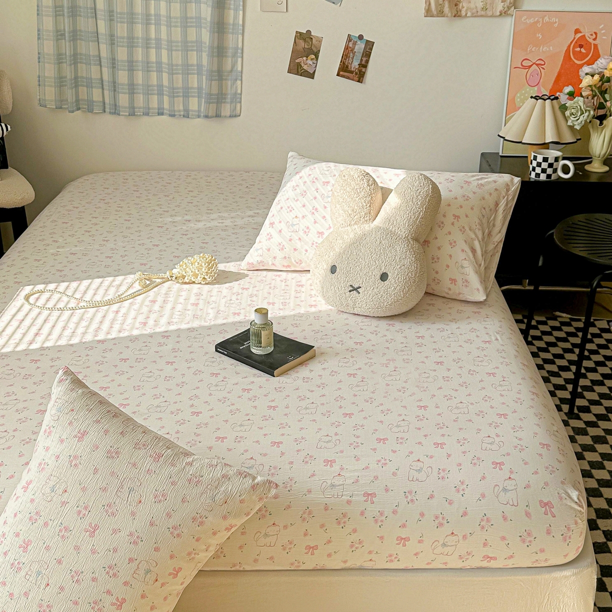 91家纺网 家纺一手货源 找家纺 繁花家居 2026新款泡芙棉云感木棉邹邹纱单床笠床单单件学生床 棱镜茶语