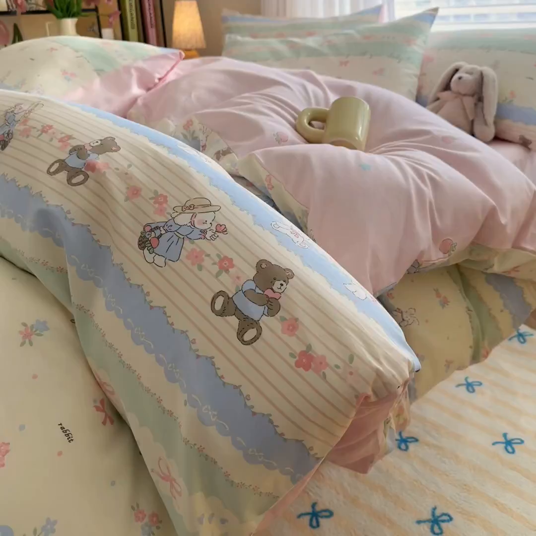 91家纺网 家纺一手货源 找家纺 名兮家居 2026跑量款全棉印花四件套 汪汪小队