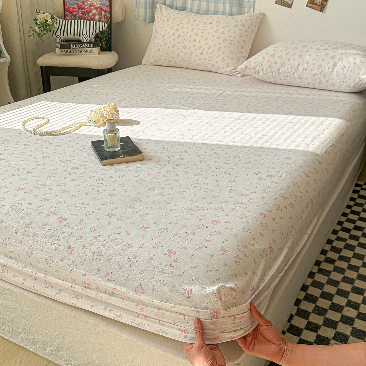 91家纺网 家纺一手货源 找家纺 繁花家居 2026新款泡芙棉云感木棉邹邹纱单床笠床单单件学生床 棱镜茶语