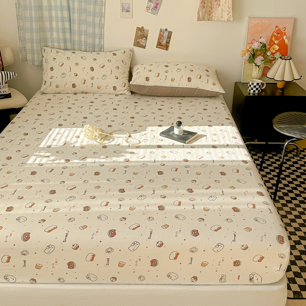 91家纺网 家纺一手货源 找家纺 繁花家居 2026新款泡芙棉云感木棉邹邹纱单床笠床单单件学生床 马卡甜铺