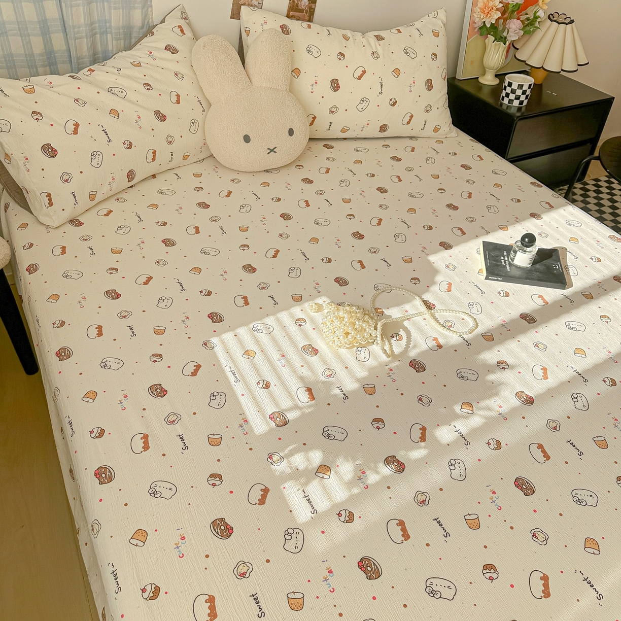 91家纺网 家纺一手货源 找家纺 繁花家居 2026新款泡芙棉云感木棉邹邹纱单床笠床单单件学生床 马卡甜铺