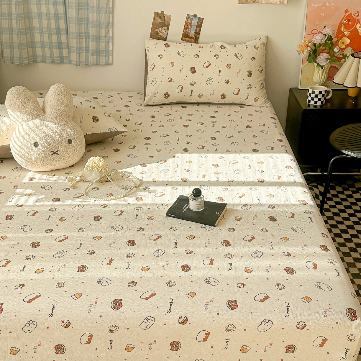 91家纺网 家纺一手货源 找家纺 繁花家居 2026新款泡芙棉云感木棉邹邹纱单床笠床单单件学生床 马卡甜铺