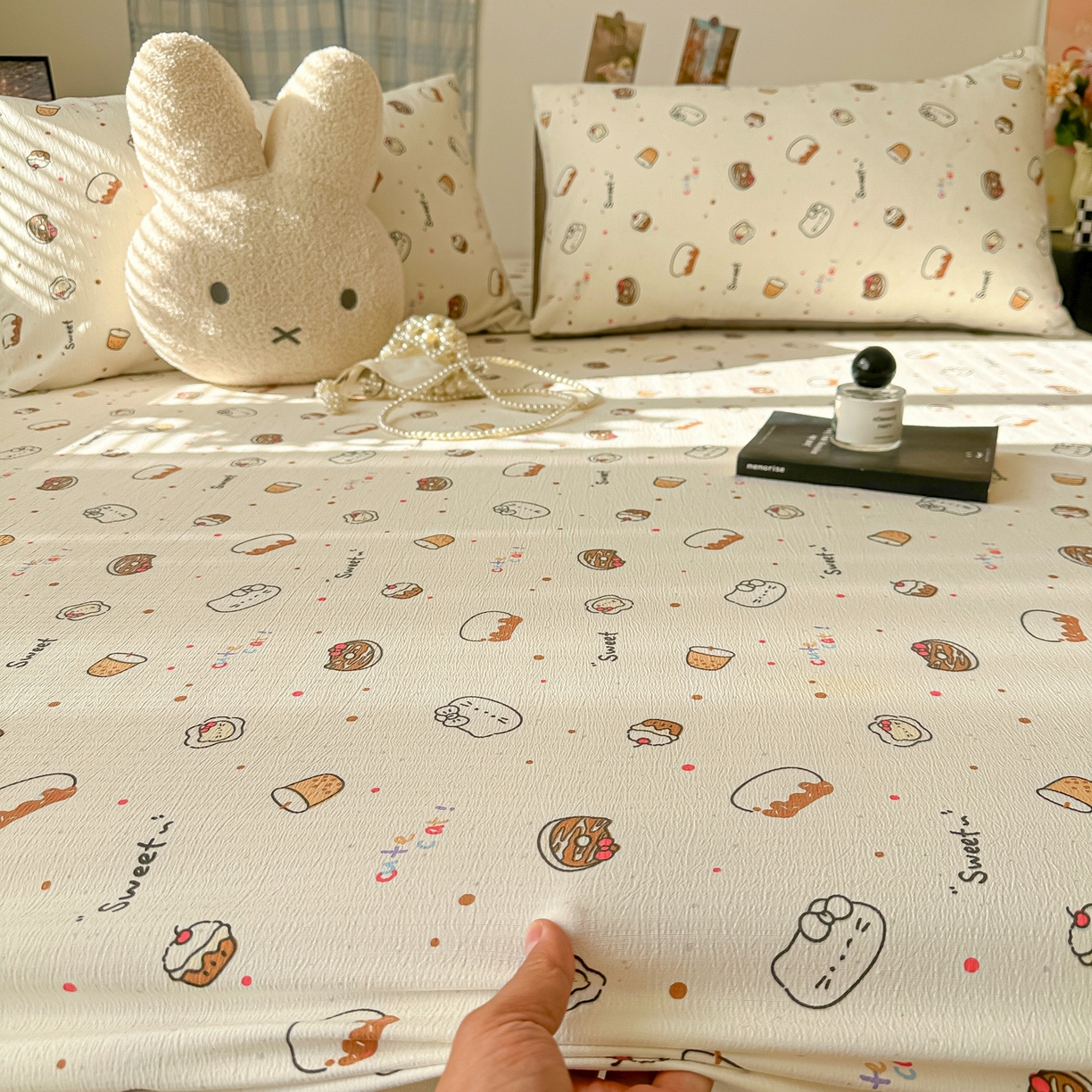 91家纺网 家纺一手货源 找家纺 繁花家居 2026新款泡芙棉云感木棉邹邹纱单床笠床单单件学生床 马卡甜铺