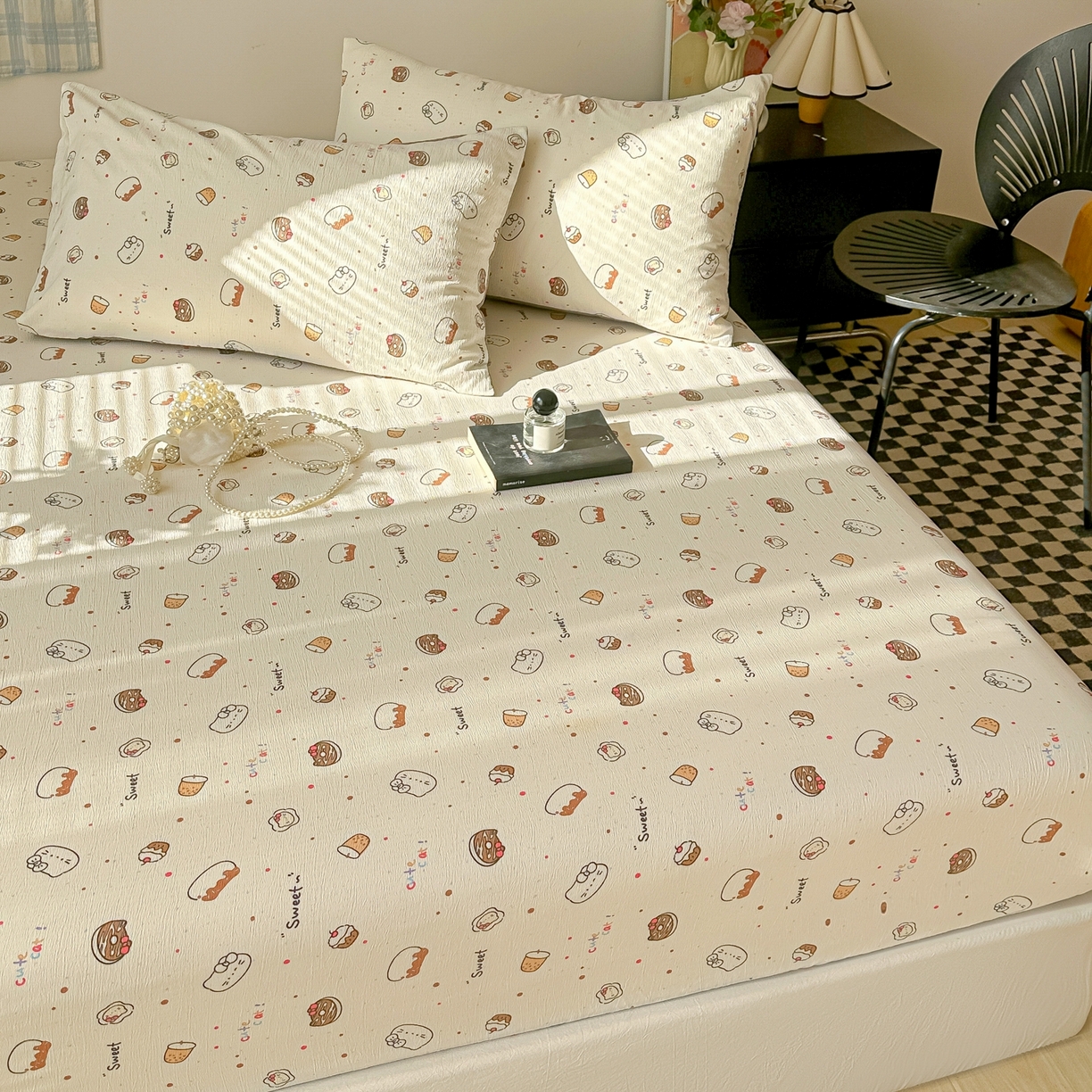 91家纺网 家纺一手货源 找家纺 繁花家居 2026新款泡芙棉云感木棉邹邹纱单床笠床单单件学生床 马卡甜铺