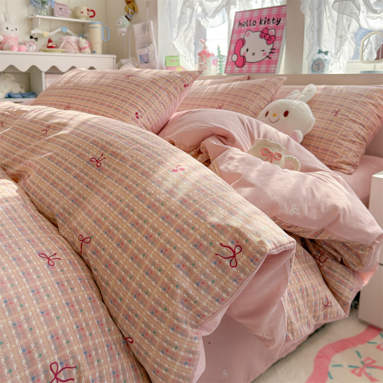 名兮家居 2026跑量款全棉印花四件套 樱桃蝴蝶结