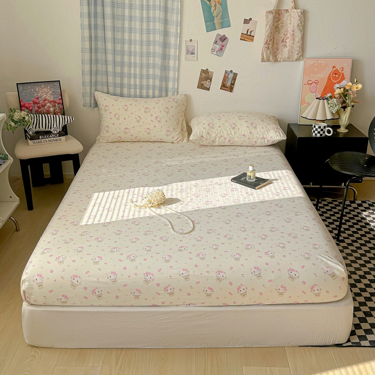 91家纺网 家纺一手货源 找家纺 繁花家居 2026新款泡芙棉云感木棉邹邹纱单床笠床单单件学生床 奶雾喵语