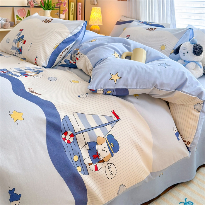 91家纺网 家纺一手货源 找家纺 名兮家居 2026跑量款全棉印花四件套 远航