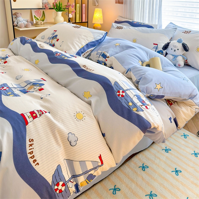 91家纺网 家纺一手货源 找家纺 名兮家居 2026跑量款全棉印花四件套 远航