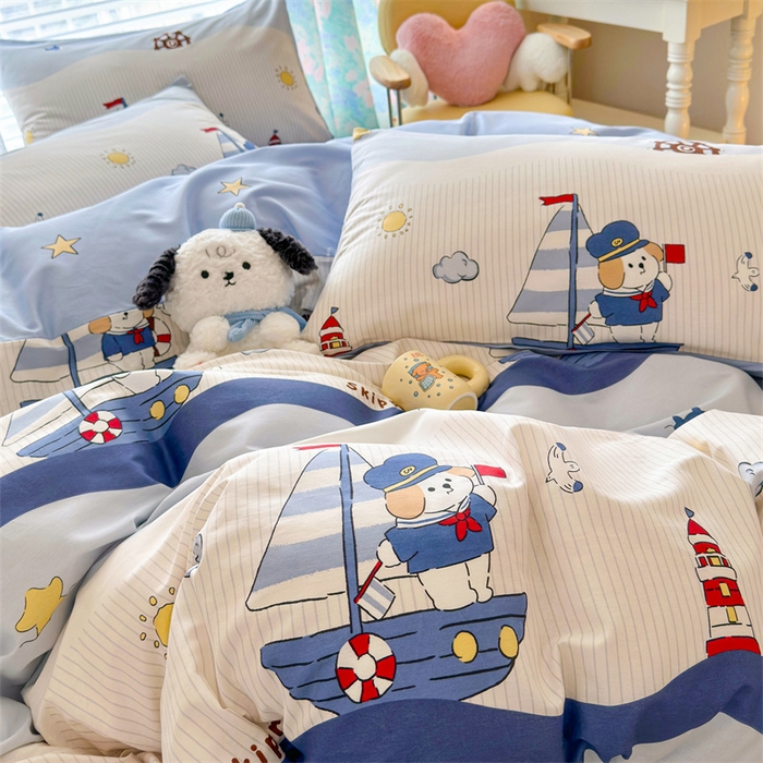 91家纺网 家纺一手货源 找家纺 名兮家居 2026跑量款全棉印花四件套 远航