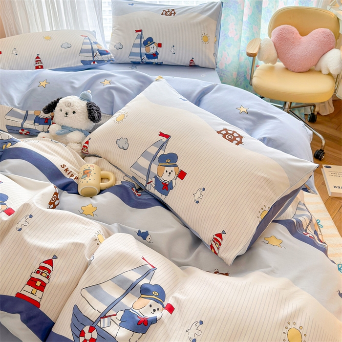 91家纺网 家纺一手货源 找家纺 名兮家居 2026跑量款全棉印花四件套 远航