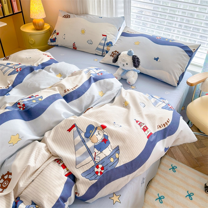 91家纺网 家纺一手货源 找家纺 名兮家居 2026跑量款全棉印花四件套 远航