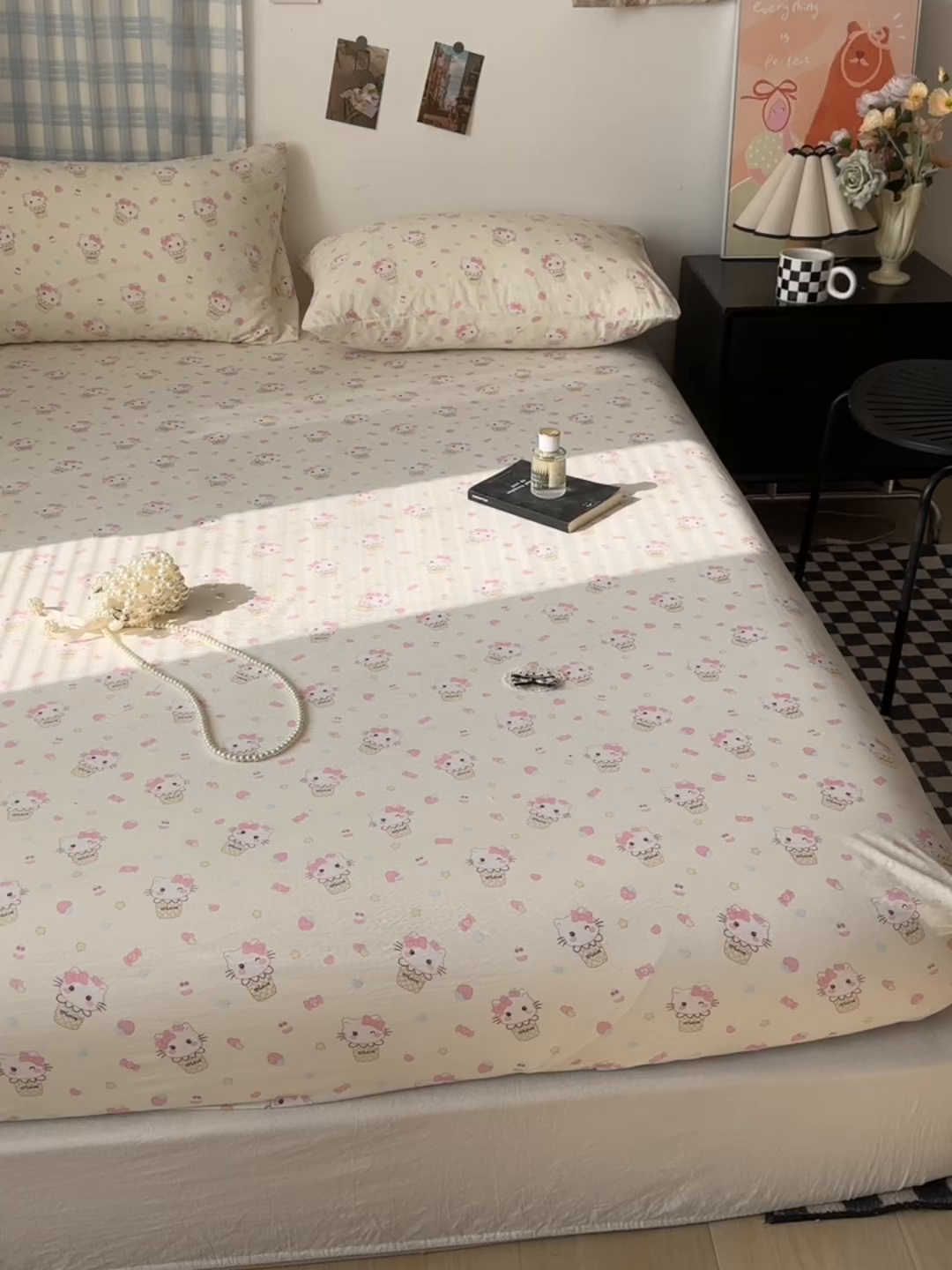 91家纺网 家纺一手货源 找家纺 繁花家居 2026新款泡芙棉云感木棉邹邹纱单床笠床单单件学生床 奶雾喵语